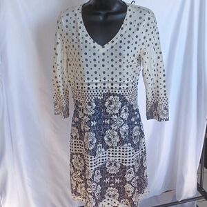 Cubism Polka-dot 3/4 sleeved dress, sz S